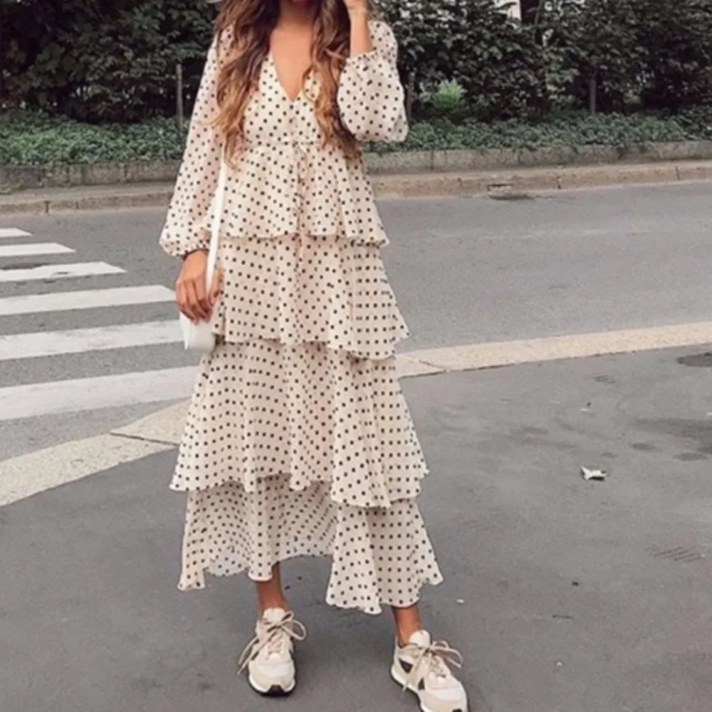 Zara Polka Dot Tiered Dress - Picture 6 of 9